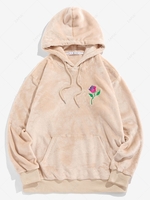 ZAFUL Sweat à Capuche Rose Brodée en Laine L Jaune clair