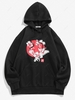 ZAFUL Sweat à Capuche Sakura Imprimé avec Poche Kangourou en Laine 2xl Noir