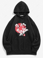 ZAFUL Sweat à Capuche Sakura Imprimé avec Poche Kangourou en Laine 2xl Noir