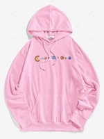 ZAFUL Sweat à Capuche Système Solaire Amusant Dessin Animé Imprimé S Rose clair