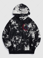 ZAFUL Sweat à Capuche Teinté à Imprimé Lettre Brodée Streetwear M Noir