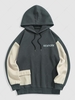 ZAFUL Sweat à Capuche Unisexe Fumée Brodée en Blocs de Couleurs avec Poche à Rabat en Laine Xl Gris