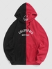 ZAFUL Sweat à Capuche Vintage à Imprimé Lettre Visage Brodé en Blocs de Couleurs Xxl Rouge