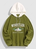 ZAFUL Sweat à Capuche Vintage Lettre Brodée Montagne en Blocs de Couleurs en Laine Xl Vert clair