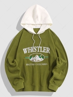 ZAFUL Sweat à Capuche Vintage Lettre Brodée Montagne en Blocs de Couleurs en Laine Xl Vert clair