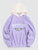ZAFUL Sweat à Capuche Vintage Lettre Brodée Montagne en Blocs de Couleurs en Laine Xxl Pourpre