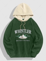 ZAFUL Sweat à Capuche Vintage Lettre Brodée Montagne en Blocs de Couleurs en Laine Xxl Vert profond