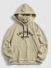 ZAFUL Sweat à Capuche Vintage Masque Lettre Brodée en Laine M Kaki