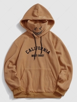 ZAFUL Sweat à Capuche Vintage Masque Lettre Brodée en Laine S Café