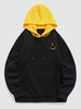ZAFUL Sweat à Capuche Visage en Blocs de Couleurs Sourire Brodé en Laine Xl Jaune