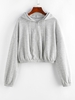 ZAFUL Sweat à Capuche Zippé à Goutte Epaule à Cordon S Gris
