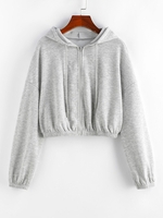 ZAFUL Sweat à Capuche Zippé à Goutte Epaule à Cordon S Gris