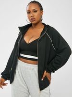 ZAFUL Sweat à Capuche Zippé avec Passepoil de Grande Taille Xl Noir