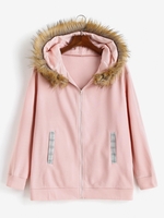 ZAFUL Sweat à Capuche Zippé avec Poches Grande Taille à Col Fourré