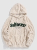 ZAFUL Sweat-Shirt à Capuche en Flanelle avec Cordon de Serrage et Inscription Brodée M Jaune clair