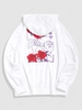 ZAFUL Sweat-Shirt à Capuche Motif Fleur et Main Style Graphique du Streetwear L Blanc