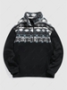 ZAFUL Sweat-shirt à Imprimé Ethnique Aztèque à Demi-Zip en Polaire Xl Noir