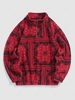 ZAFUL Sweat-shirt à Imprimé Ethnique Fourré Zippé à Col Montant en Laine Xxl Rouge