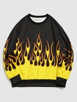 ZAFUL Sweat-shirt à Imprimé Flamme Contrasté Streetwear Xxl Jaune