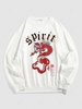ZAFUL Sweat-shirt à Imprimé Graphique Papillon Streetwear L Blanc