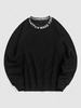 ZAFUL Sweat-shirt à Imprimé Lettre à Col Côtelé Vêtement de Rue M Noir