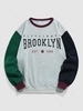 ZAFUL Sweat-shirt à Imprimé Lettre BROOKLYN en Blocs de Couleurs en Doublure Polaire M Gris clair