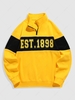 ZAFUL Sweat-shirt à Imprimé Lettre en Blocs de Couleurs à Doublure en Laine S Jaune