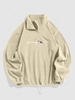 ZAFUL Sweat-shirt à Lettre et Montagne Brodées Zippé en Polaire S Café lumière
