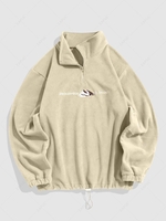 ZAFUL Sweat-shirt à Lettre et Montagne Brodées Zippé en Polaire S Café lumière