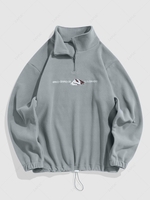 ZAFUL Sweat-shirt à Lettre et Montagne Brodées Zippé en Polaire Xl Gris clair