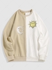 ZAFUL Sweat-shirt Bicolore Lune et Soleil Vêtement de Rue M