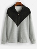 ZAFUL Sweat-shirt Bicolore Panneau en Faux Daim avec Bouton en Avant Xl Gris clair