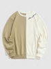 ZAFUL Sweat-shirt Brodé à Demi-Zip L Café lumière