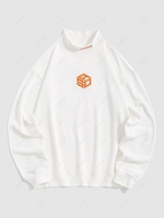 ZAFUL Sweat-shirt Brodé Contrasté à Col Montant Streetwear Xl Blanc