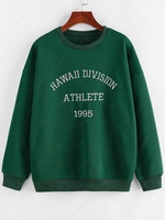 ZAFUL Sweat-shirt Brodé Surdimensionné à Goutte Epaule M Vert profond