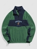 ZAFUL Sweat-shirt Cercle Brodé Zippé en Blocs de Couleurs en Laine M Vert profond