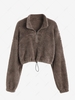 ZAFUL Sweat-shirt Court à Demi-Zip en Peluche Xl Café profond