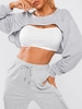 ZAFUL Sweat-shirt Court à Goutte Epaule avec Camisole S Gris