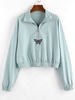 ZAFUL Sweat-shirt Court Papillon à Goutte Epaule S Cyan opaque