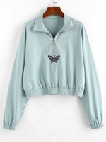 ZAFUL Sweat-shirt Court Papillon à Goutte Epaule S Cyan opaque