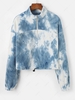 ZAFUL Sweat-shirt Court Teinté à Ourlet à Cordon en Laine S Bleu ciel léger
