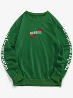ZAFUL Sweat-shirt Décontracté Lettre Rose Brodée Streetwear L Vert profond
