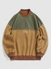 ZAFUL Sweat-shirt de Base-ball à Goutte Epaule en Couleur Unie Brodée en Daim Xl Café