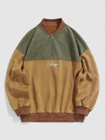 ZAFUL Sweat-shirt de Base-ball à Goutte Epaule en Couleur Unie Brodée en Daim Xl Café