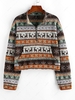 ZAFUL Sweat-shirt de Noël Tricoté Flocon de Neige Cerf à Demi-Zip Xl Café profond