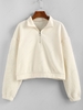 ZAFUL Sweat-shirt Demi-zip en Fausse Fourrure à Manches Longues L Blanc chaud