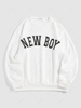ZAFUL Sweat-shirt Essentiel à Imprimé Lettre à Ourlet Côtelé du Streetwear Xl Blanc