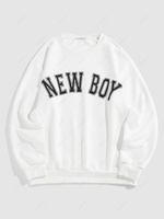 ZAFUL Sweat-shirt Essentiel à Imprimé Lettre à Ourlet Côtelé du Streetwear Xl Blanc