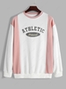 ZAFUL Sweat-shirt Essentiel ATHLETIC en Blocs de Couleurs à Col Rond M Blanc