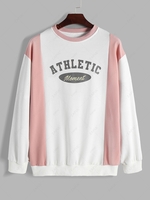 ZAFUL Sweat-shirt Essentiel ATHLETIC en Blocs de Couleurs à Col Rond M Blanc